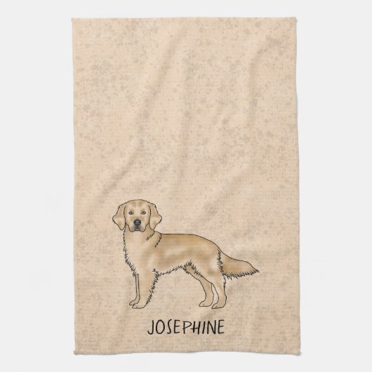 Gelber Goldener Retriever Niedlicher Hund mit Indi Geschirrtuch (Vertikal)