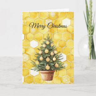 Gelber Goldhonig-Weihnachtsbaum Karte