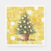 Gelber Goldhonig-Weihnachtsbaum Serviette (Vorderseite)