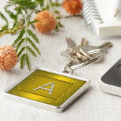 Gelber Goldschimmer und glänzend mit Monogramm Schlüsselanhänger (Seite)