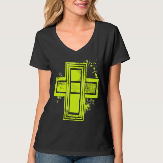 Gelber Graffiti-Cross-T - Shirt (Vorderseite)
