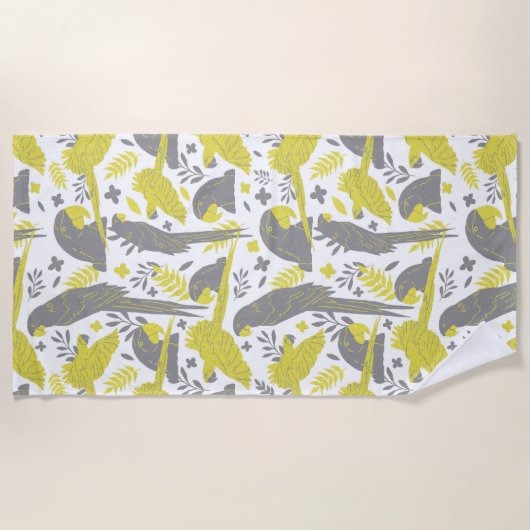 Gelber Grauer Arenapfel Zeichnend tropisches Muste Strandtuch (Vorderseite)