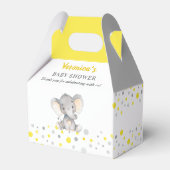 Gelber grauer Elefant Polka Dot Neutral Baby Dusch Geschenkschachtel (Rückseite)