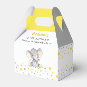 Gelber grauer Elefant Polka Dot Neutral Baby Dusch Geschenkschachtel