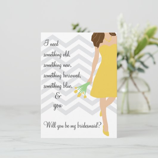 Gelber grauer Zickzack Wille sind Sie meine Einladung (Stehend Vorderseite)