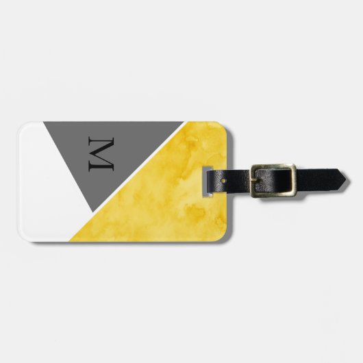 Gelber grauweißer Farbblock Gepäckanhänger (Vorderseite horizontal)