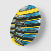 Gelber Grill Runde Wanduhr (Winkel)