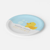 Gelber Gummi Ducky Bubble Bath Baby Dusche Pappteller (Schrägansicht)