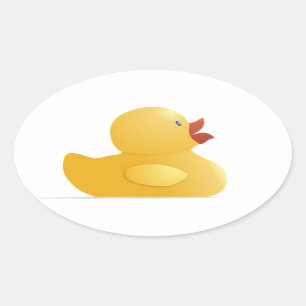 Gelber Gummi-Ente Ovaler Aufkleber