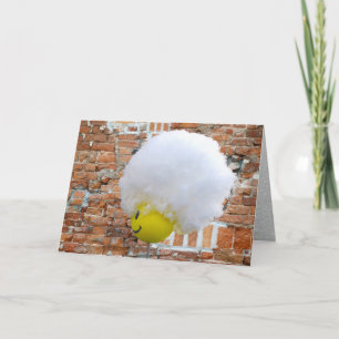 Gelber Happy Face Antenna Topper, Fluffy Snow Hat Feiertagskarte