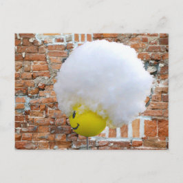 Gelber Happy Face Antenna Topper, Fluffy Snow Hat Postkarte