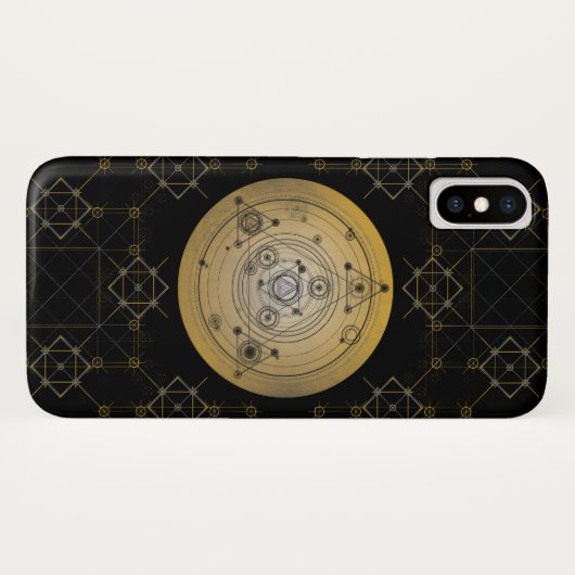 Gelber heiliger Geometriekreis mit Alchimiemuster Case-Mate iPhone Hülle (Rückseite (Horizontal))