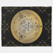 Gelber heiliger Geometriekreis mit Alchimiemuster Fleecedecke (Vorderseite (Horizontal))