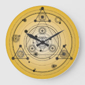 Gelber heiliger Geometriekreis mit Große Wanduhr (Vorderseite)