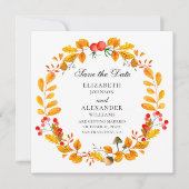 Gelber Herbstkranz. Hochzeit im Herbst Save the Da Einladung (Vorderseite)