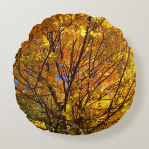 Gelber Herbstlaub Rundes Kissen