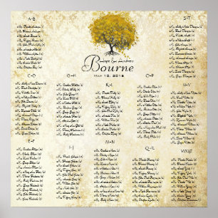 Gelber Herzbaum 100 bis 150 Gäste alphabetisch Poster
