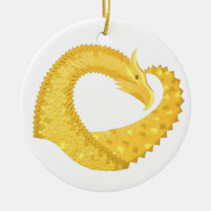 Gelber Herzdrache Keramikornament