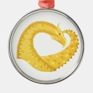 Gelber Herzdrache Ornament Aus Metall