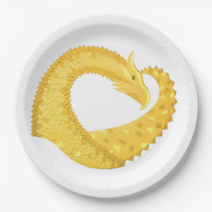 Gelber Herzdrache Pappteller