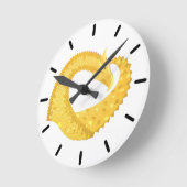 Gelber Herzdrache Runde Wanduhr (Winkel)