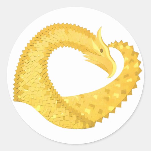 Gelber Herzdrache Runder Aufkleber (Vorderseite)