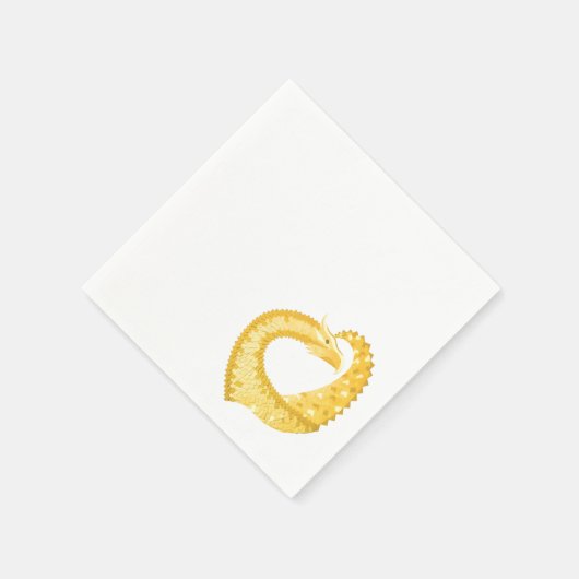 Gelber Herzdrache Serviette (Ecke)