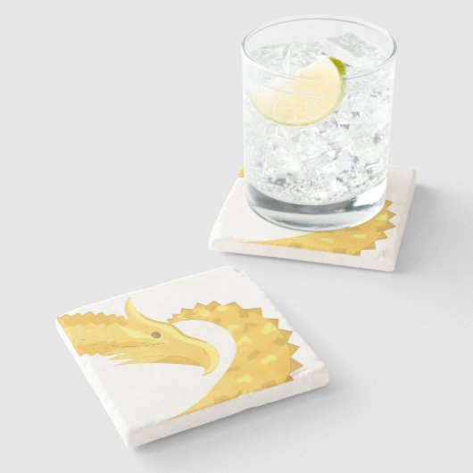 Gelber Herzdrache Steinuntersetzer (Seitenansicht)