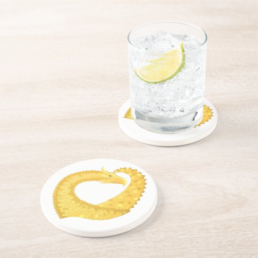 Gelber Herzdrache Untersetzer (Seite)