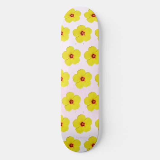 Gelber Hibiskus Blume Art Skateboard (Vorderseite)