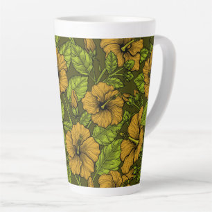 Gelber Hibiskus Blume Latte Tasse