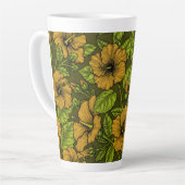 Gelber Hibiskus Blume Latte Tasse (Linke Ecke)