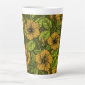 Gelber Hibiskus Blume Latte Tasse (Vorderseite)