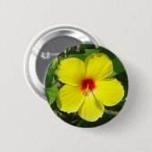 Gelber Hibiskus Button (Vorne & Hinten)