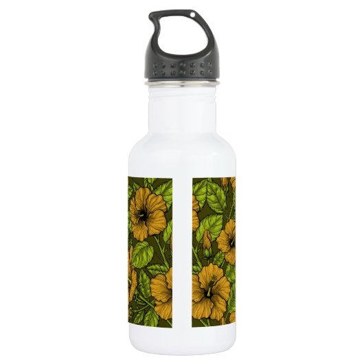 Gelber Hibiskus Edelstahlflasche (Rückseite)