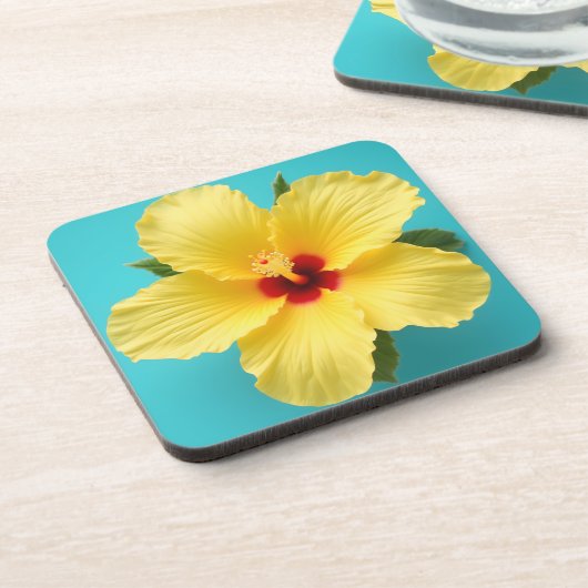 Gelber Hibiskus Getränkeuntersetzer (Linke Seite)