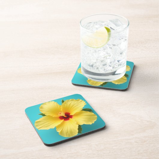 Gelber Hibiskus Getränkeuntersetzer (Rechte Seite)