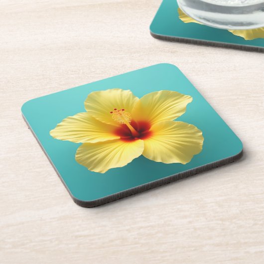 Gelber Hibiskus Getränkeuntersetzer (Linke Seite)