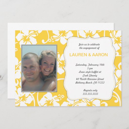 Gelber Hibiskus Luau Foto Jedem Anlass Einladung (Vorne/Hinten)