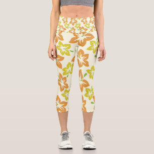 Gelber Hibiskus, orangefarbener Hibiskus, Blumenmu Capri Leggings