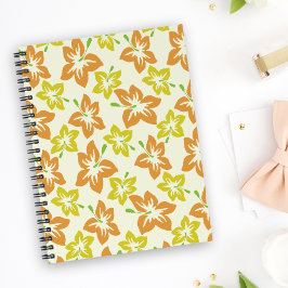 Gelber Hibiskus, orangefarbener Hibiskus, Blumenmu Notizblock