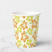 Gelber Hibiskus, orangefarbener Hibiskus, Blumenmu Pappbecher (Rückseite)