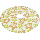 Gelber Hibiskus, orangefarbener Hibiskus, Blumenmu Polyester Weihnachtsbaumdecke (Schrägansicht)