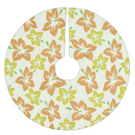 Gelber Hibiskus, orangefarbener Hibiskus, Blumenmu Polyester Weihnachtsbaumdecke