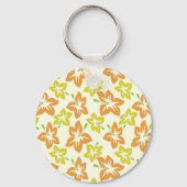 Gelber Hibiskus, orangefarbener Hibiskus, Blumenmu Schlüsselanhänger (Vorderseite)