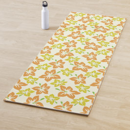 Gelber Hibiskus, orangefarbener Hibiskus, Blumenmu Yogamatte