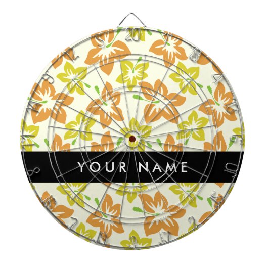 Gelber Hibiskus, orangefarbener Hibiskus, Ihr Name Dartscheibe (vorne)