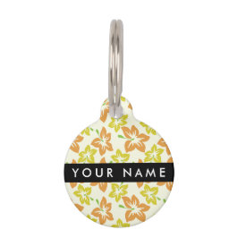 Gelber Hibiskus, orangefarbener Hibiskus, Ihr Name Haustiermarke