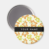 Gelber Hibiskus, orangefarbener Hibiskus, Ihr Name Magnet (Vorderseite/Rückseite)