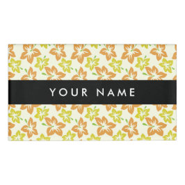 Gelber Hibiskus, orangefarbener Hibiskus, Ihr Name Namenschild